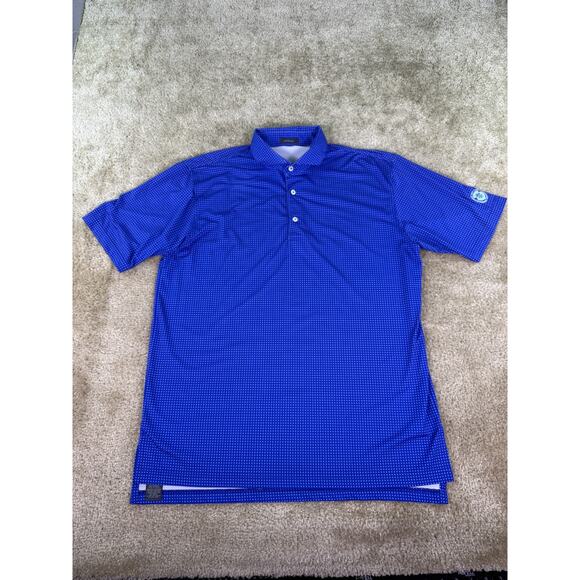 Turtleson Golf Shirt Mens Size Medium Blue Dot Performance Polo Stretch C155 - Picture 2 of 9